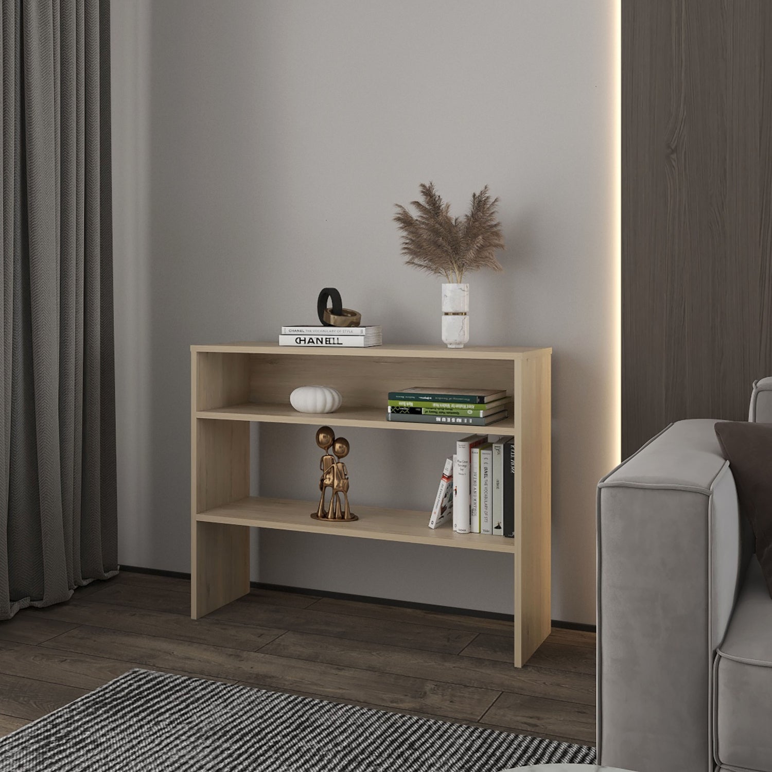 ARRIMO FMFURNITURE MUEBLE 2 REPISAS 80X100X30 CM FM 001C CAFÉ CLARO - 3