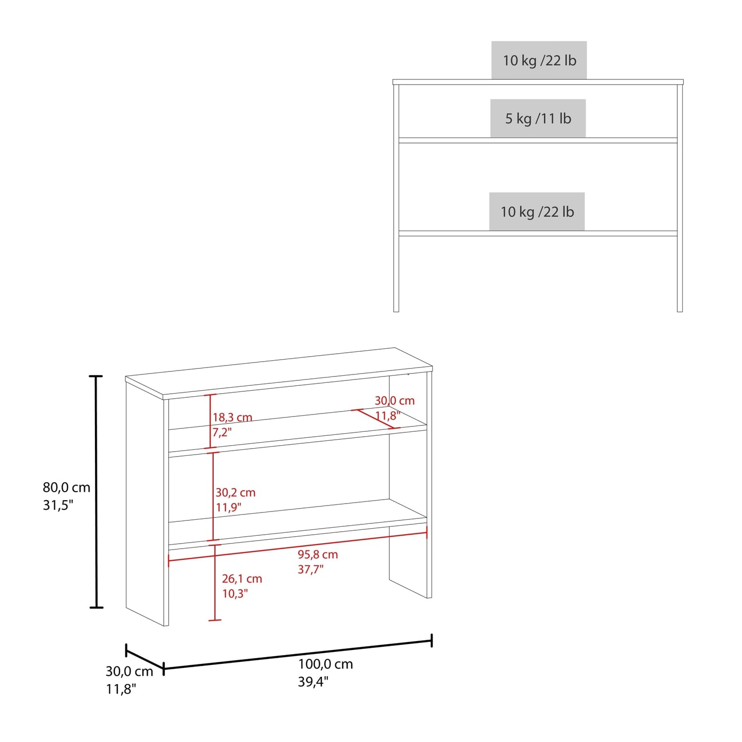 ARRIMO FMFURNITURE MUEBLE 2 REPISAS 80X100X30 CM FM 001C CAFÉ CLARO - 4