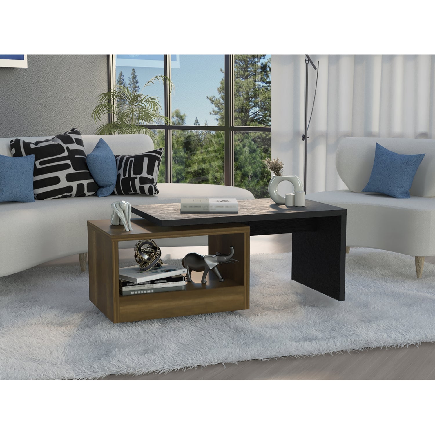 MESA CENTRO FMFURNITURE 45X100.2X45 CM FM 026N NEGRO - 6