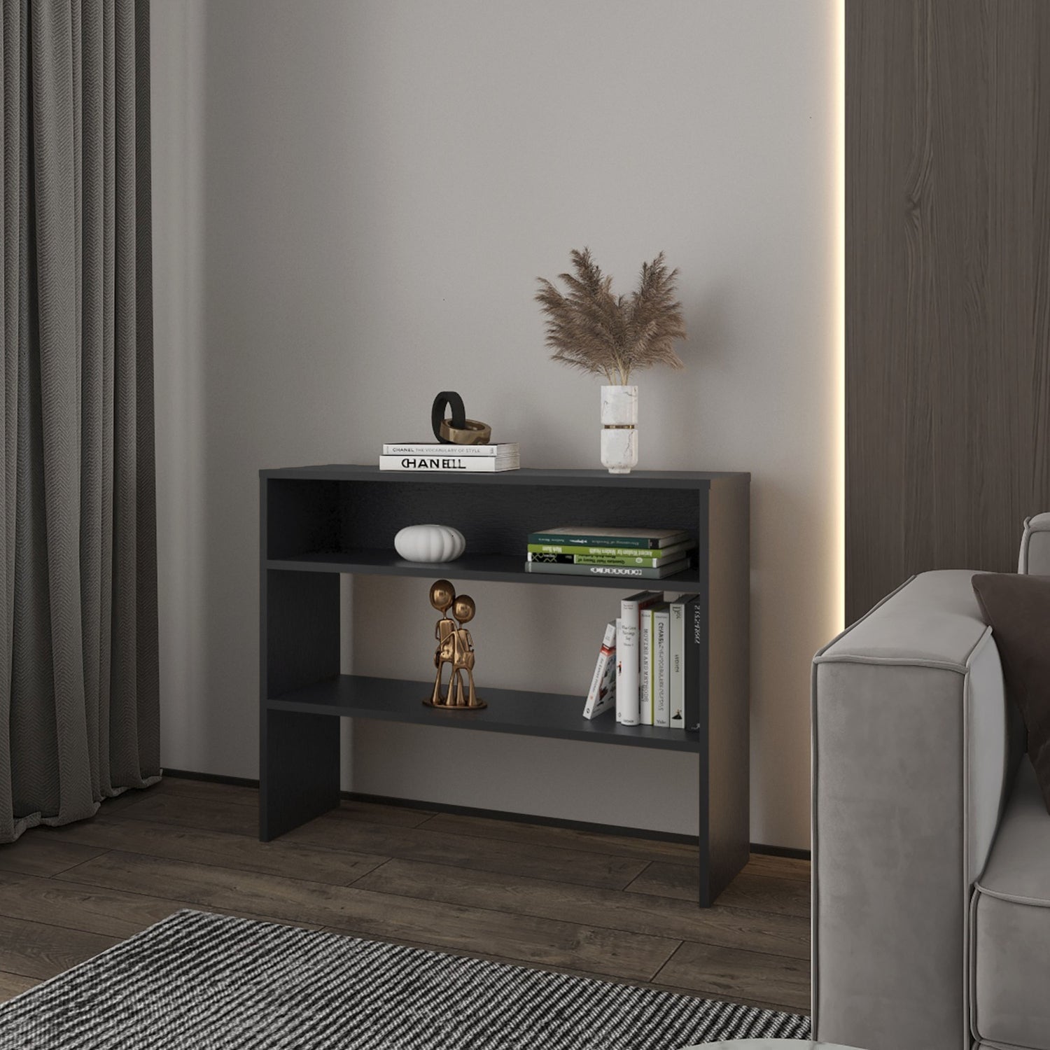 ARRIMO FMFURNITURE MUEBLE 2 REPISAS 80X100X30 CM FM 001N NEGRO - 3