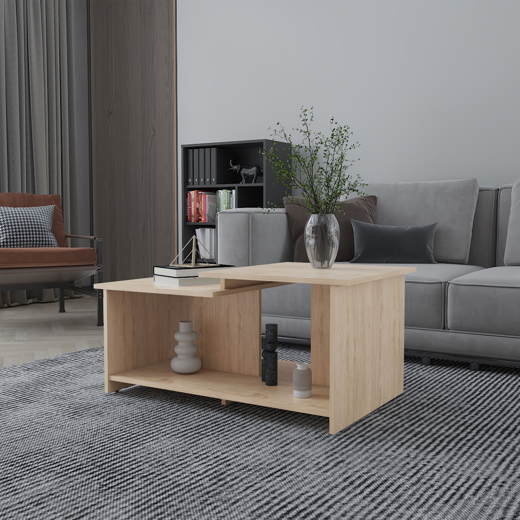 MESA CENTRO FMFURNITURE RECTANGULAR FM 016C CAFE CLARO - 4