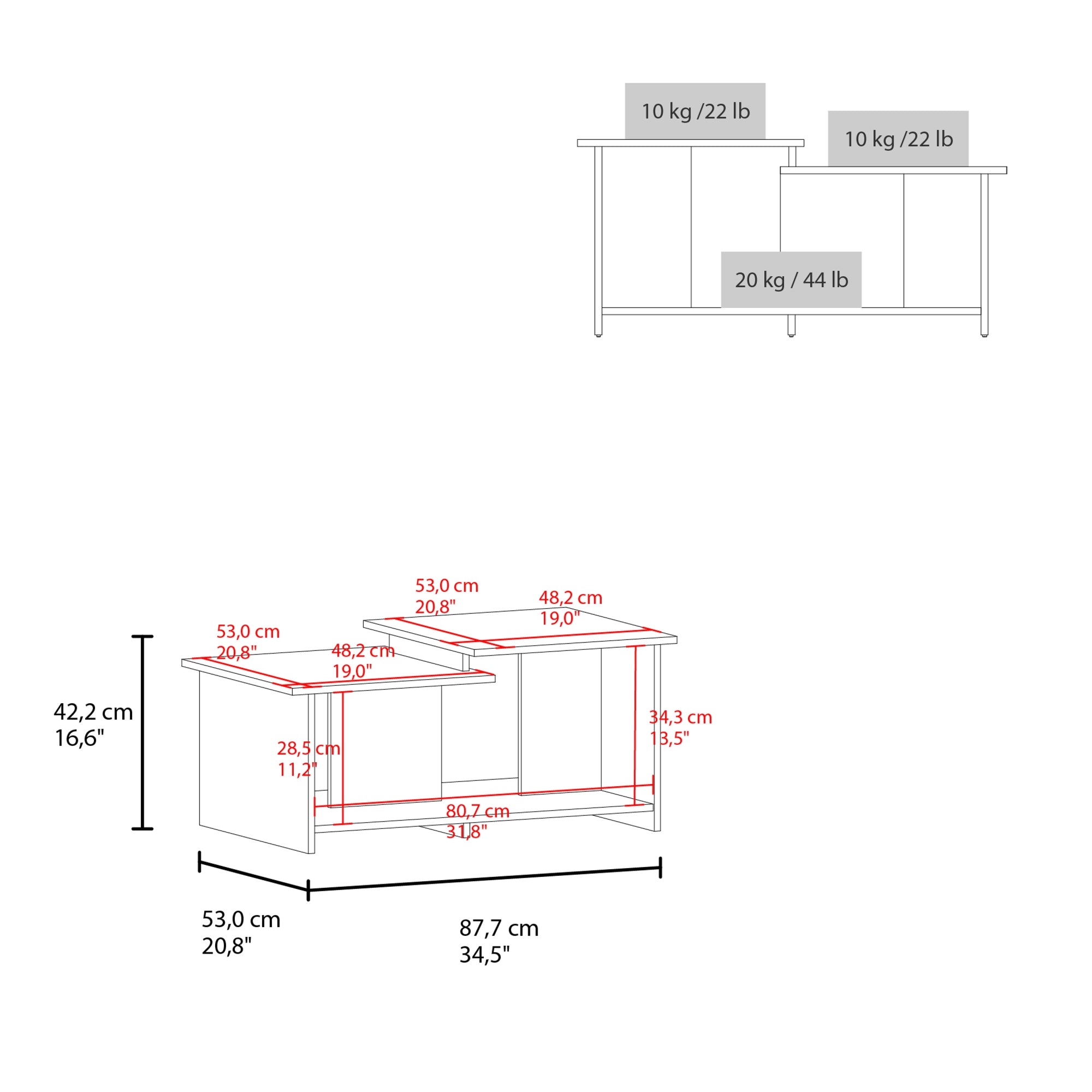 MESA CENTRO FMFURNITURE RECTANGULAR FM 016C CAFE CLARO - 5