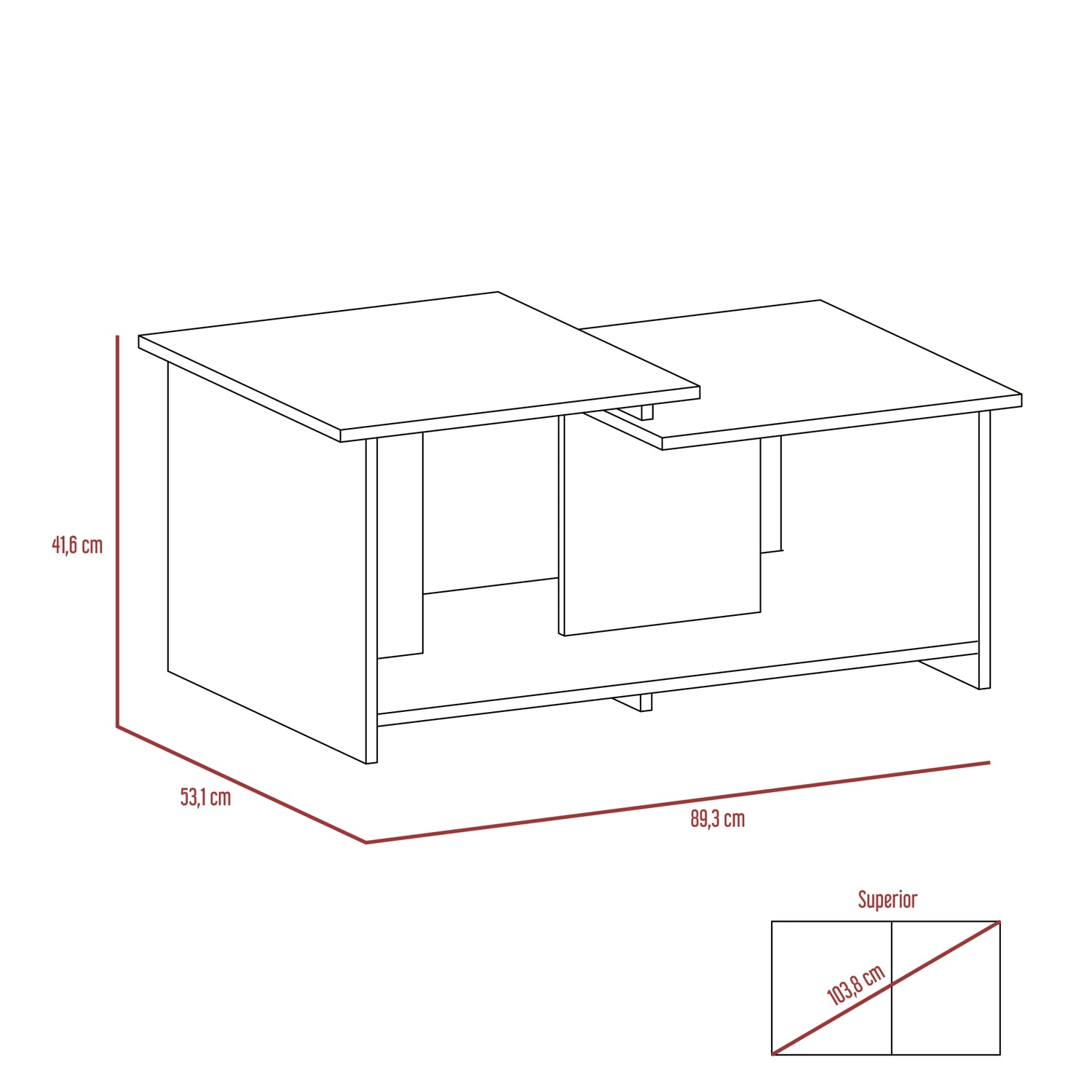 MESA CENTRO FMFURNITURE FM 024N NEGRO - 6