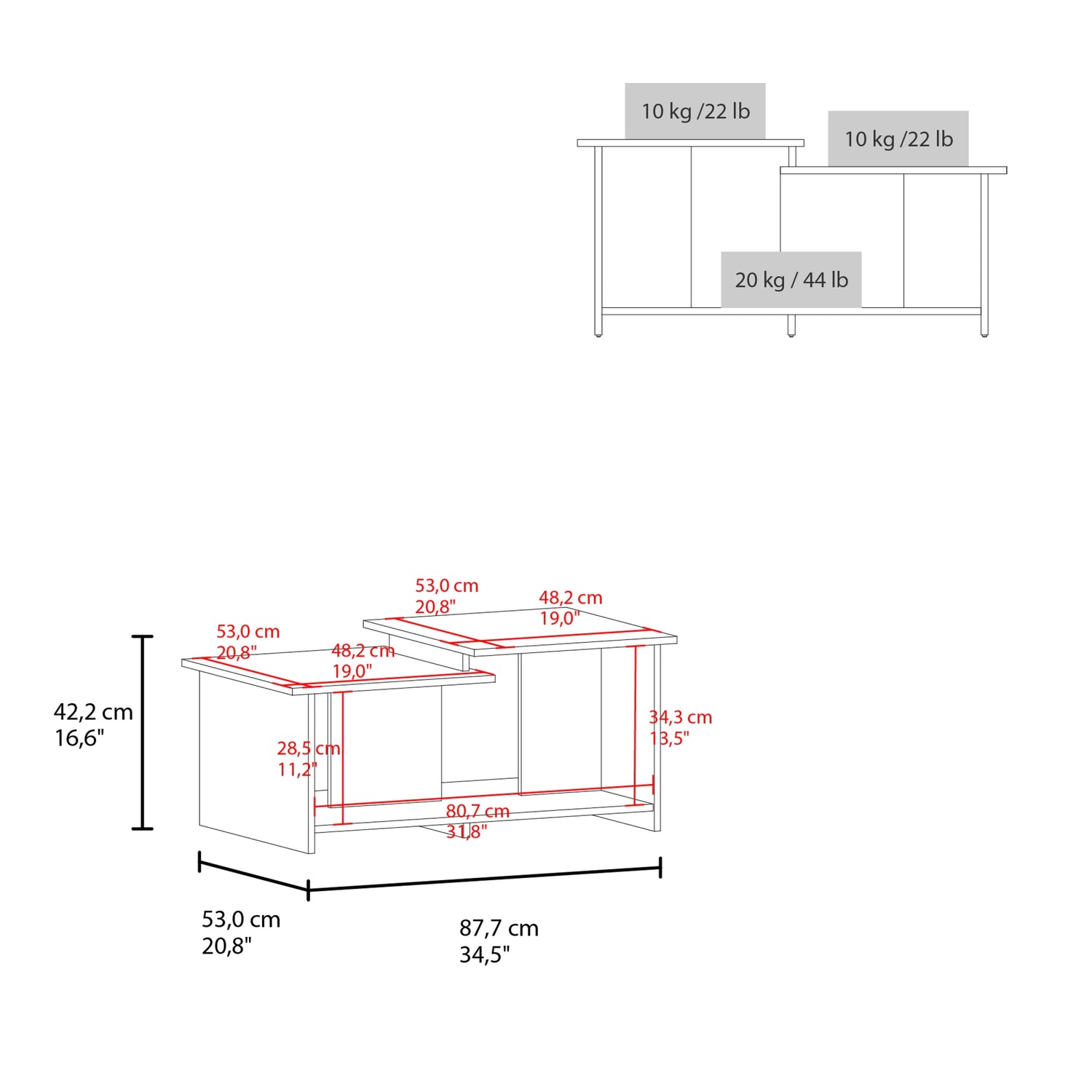MESA CENTRO FMFURNITURE RECTANGULAR FM 016N NEGRO - 5