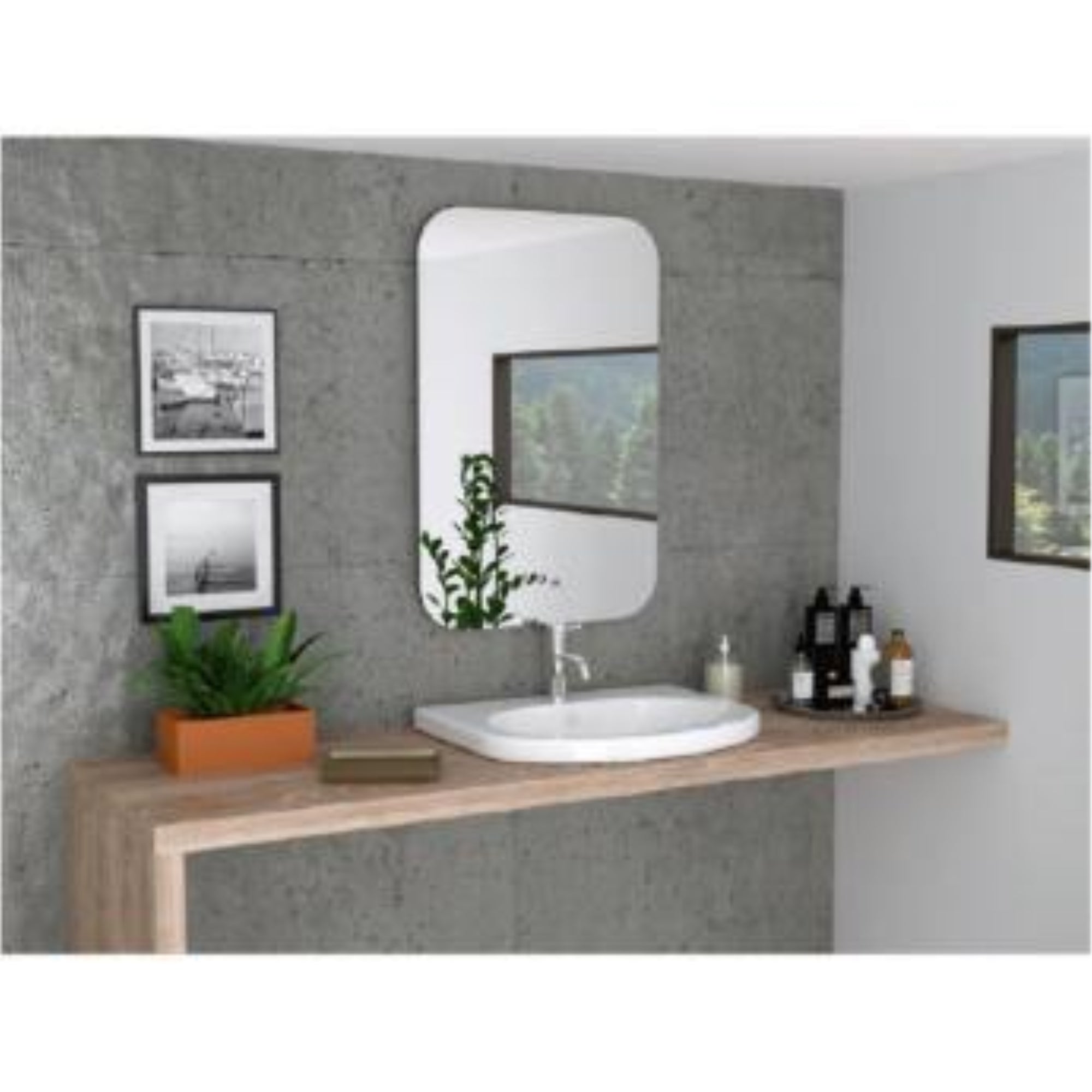 ESPEJO FMFURNITURE RECTANGULAR 60X90X1.9 CM BORDES REDONDEADOS FM 044 VIDRIO - 2