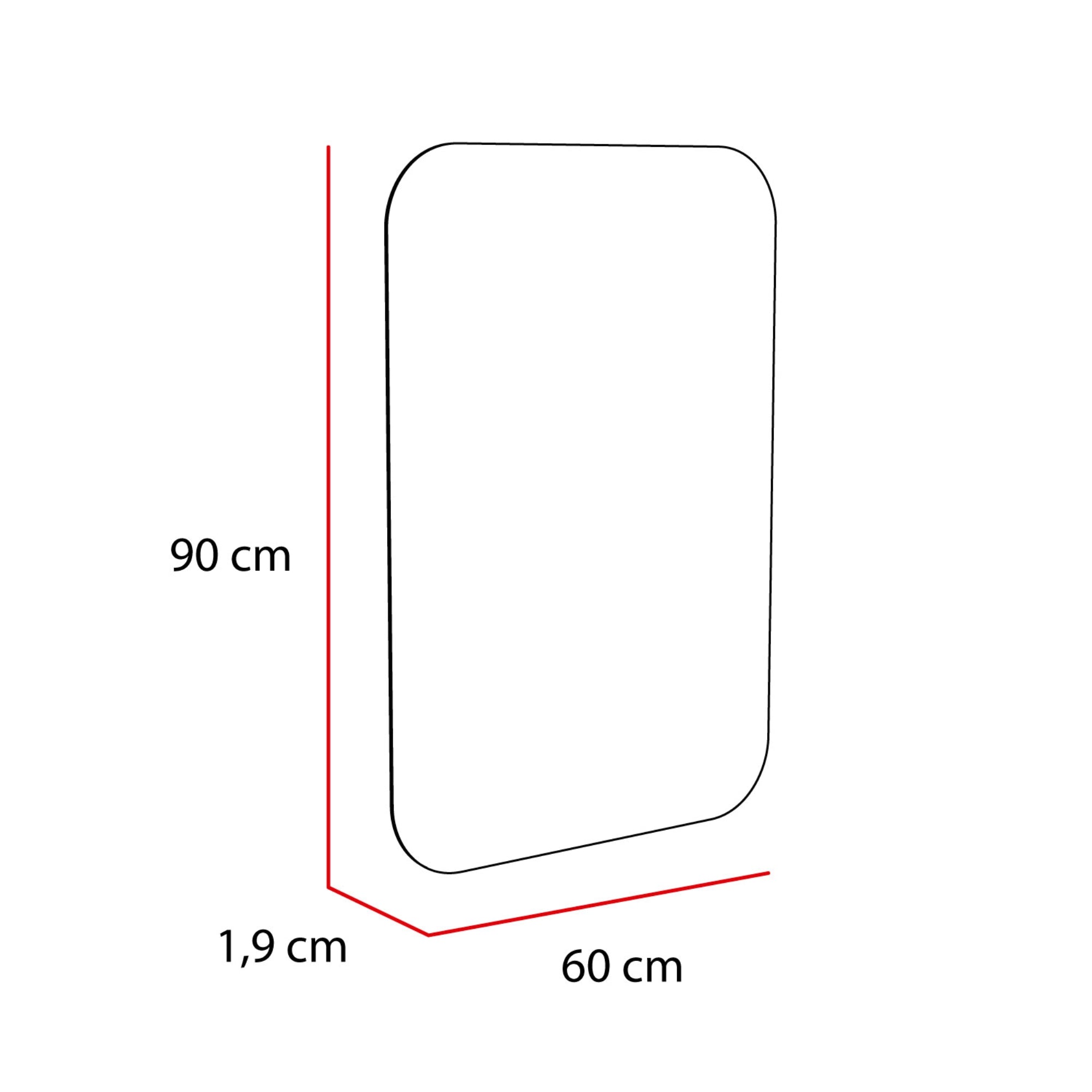 ESPEJO FMFURNITURE RECTANGULAR 60X90X1.9 CM BORDES REDONDEADOS FM 044 VIDRIO - 5