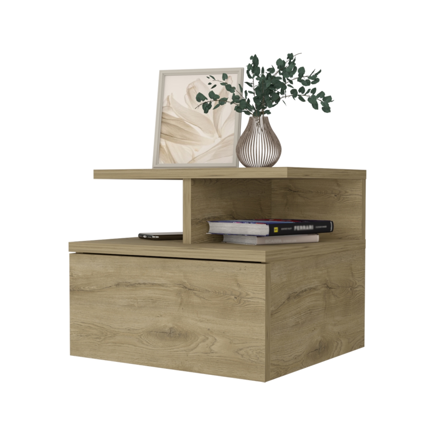 VELADOR FMFURNITURE FLOTANTE 1 CAJÓN FM 007C CAFE CLARO - 3