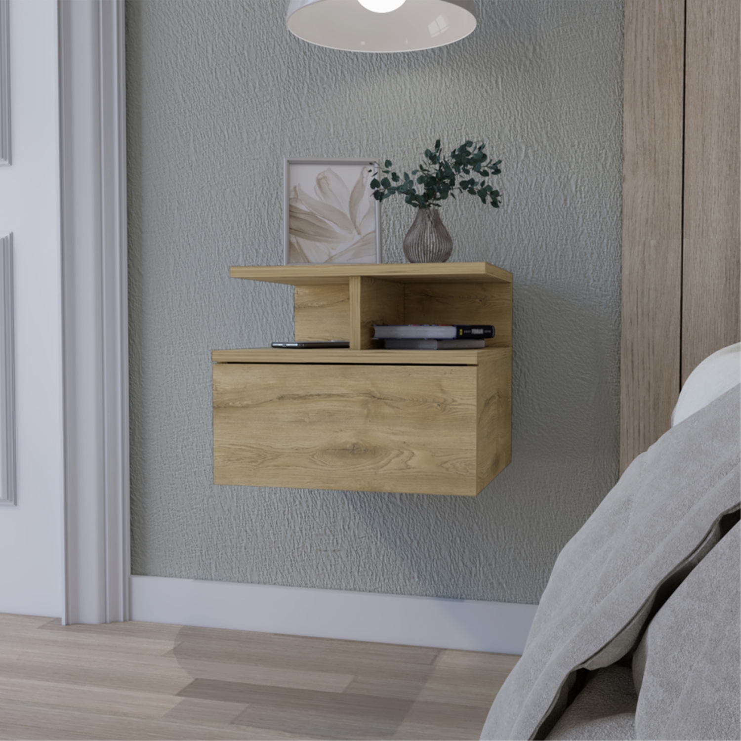 VELADOR FMFURNITURE FLOTANTE 1 CAJÓN FM 007C CAFE CLARO - 5