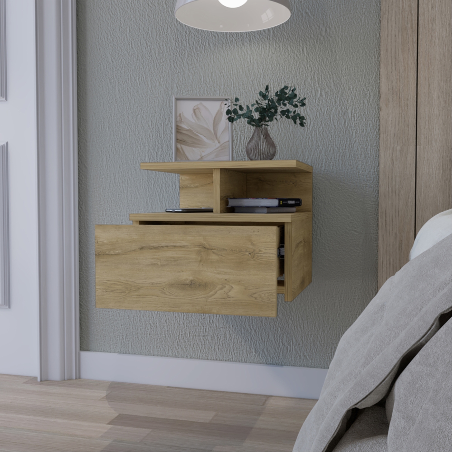 VELADOR FMFURNITURE FLOTANTE 1 CAJÓN FM 007C CAFE CLARO - 6