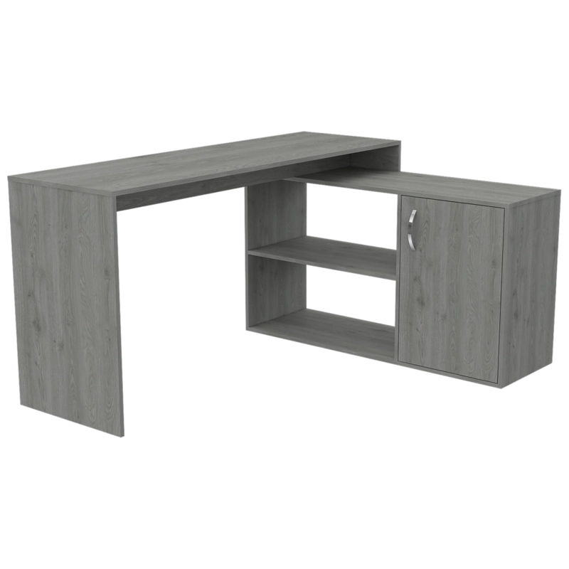ESCRITORIO EN L 1 PUERTA Y ESTANTE FM-024G GRIS - 1