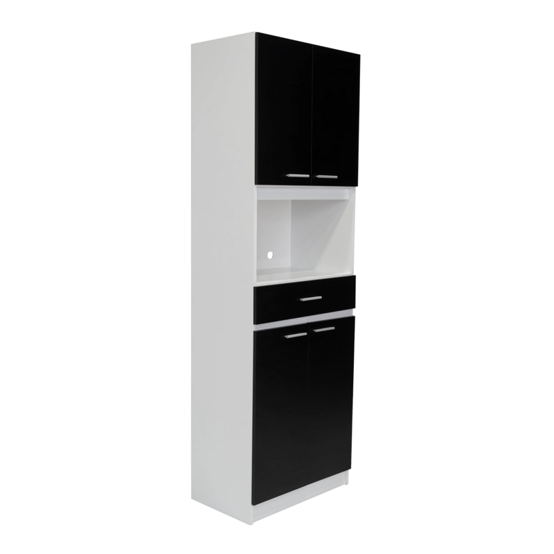 MUEBLE MICROONDAS 4 PUERTAS 1 CAJON FM-014B NEGRO Y BLANCO - 2