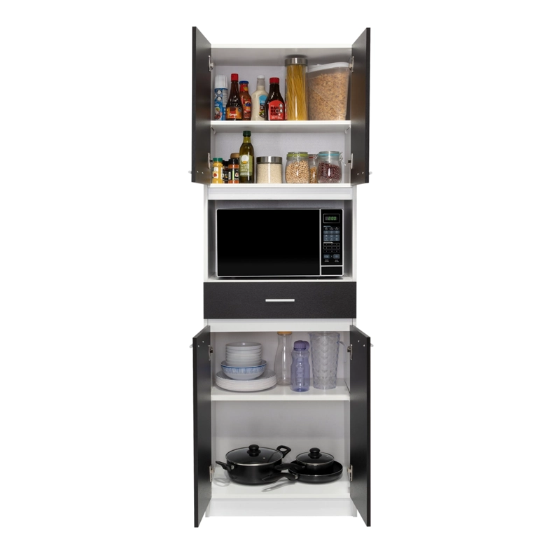 MUEBLE MICROONDAS 4 PUERTAS 1 CAJON FM-014B NEGRO Y BLANCO - 4