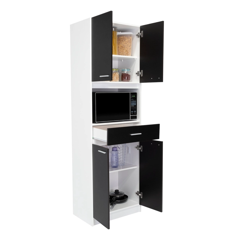 MUEBLE MICROONDAS 4 PUERTAS 1 CAJON FM-014B NEGRO Y BLANCO - 5