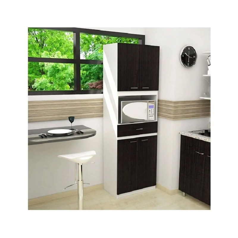 MUEBLE MICROONDAS 4 PUERTAS 1 CAJON FM-014B NEGRO Y BLANCO - 6