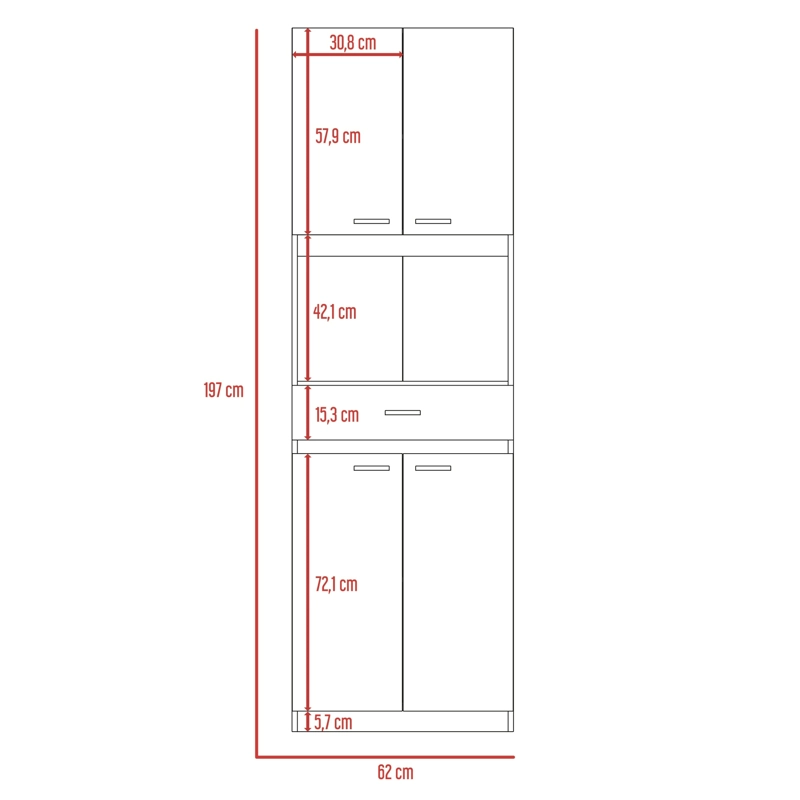 MUEBLE MICROONDAS 4 PUERTAS 1 CAJON FM-014B NEGRO Y BLANCO - 9