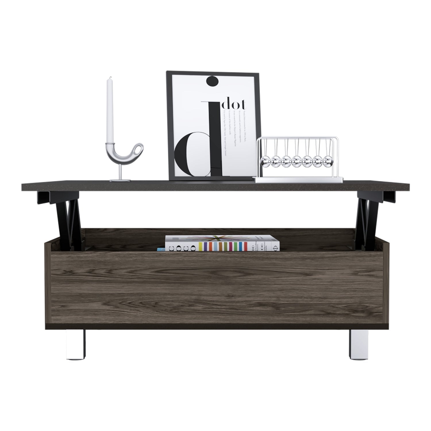 MESA DE CENTRO EXTENSIBLE FM-002O - CAFE OSCURO / NEGRO - 4
