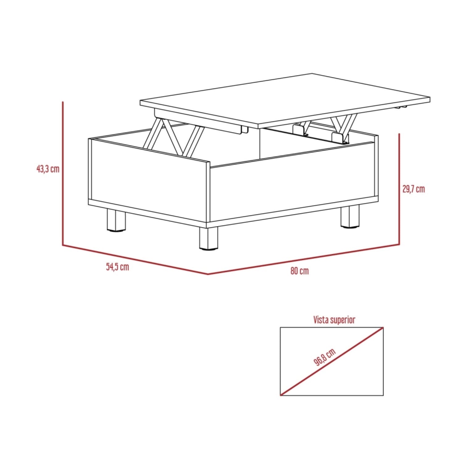 MESA DE CENTRO EXTENSIBLE FM-002O - CAFE OSCURO / NEGRO - 8