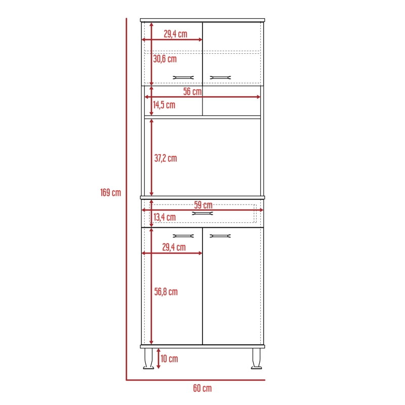 MUEBLE MICROONDAS 4 PUERTAS 1 CAJON FM-012B BLANCO - 4