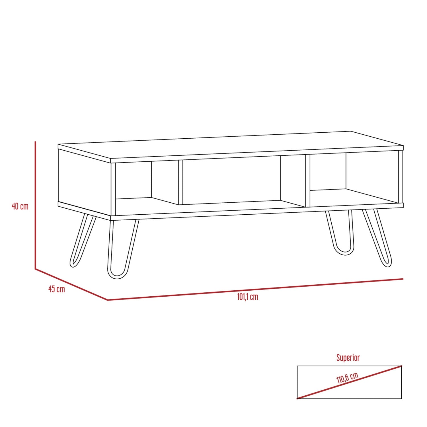 MESA DE CENTRO 4 PATAS METALICAS FM-005C CAFÉ CLARO Y PLOMO - 10