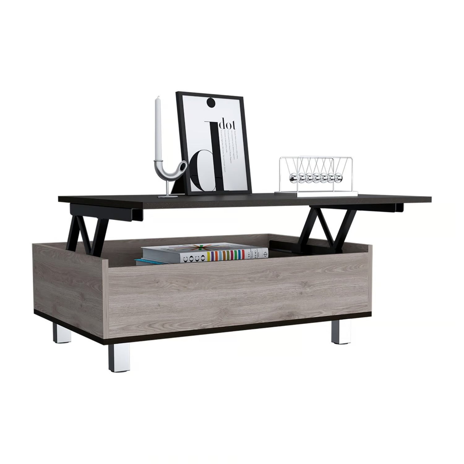 MESA DE CENTRO EXTENSIBLE FM-002G GRIS Y NEGRO - 3