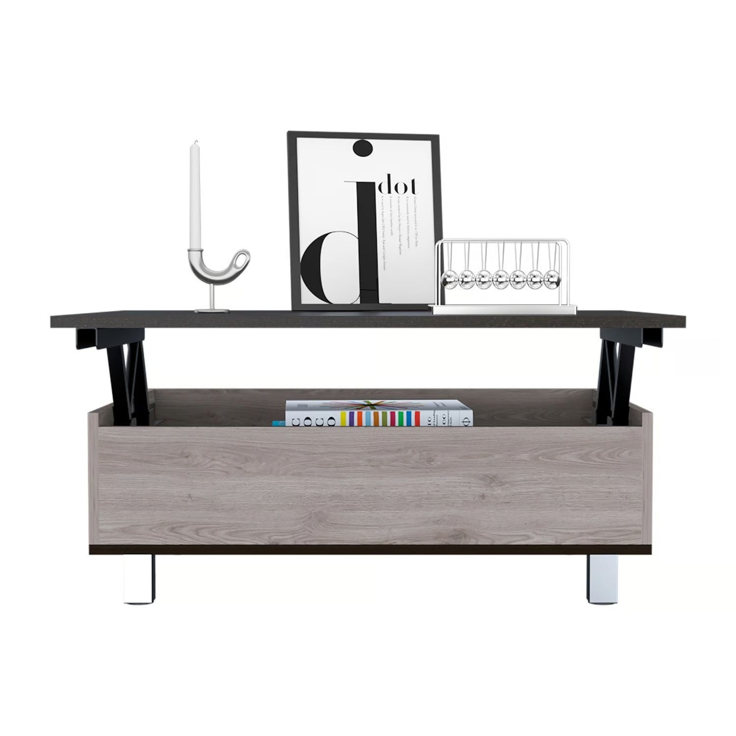 MESA DE CENTRO EXTENSIBLE FM-002G GRIS Y NEGRO - 4
