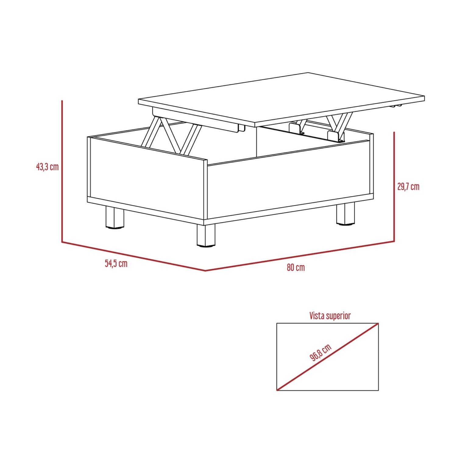 MESA DE CENTRO EXTENSIBLE FM-002G GRIS Y NEGRO - 8
