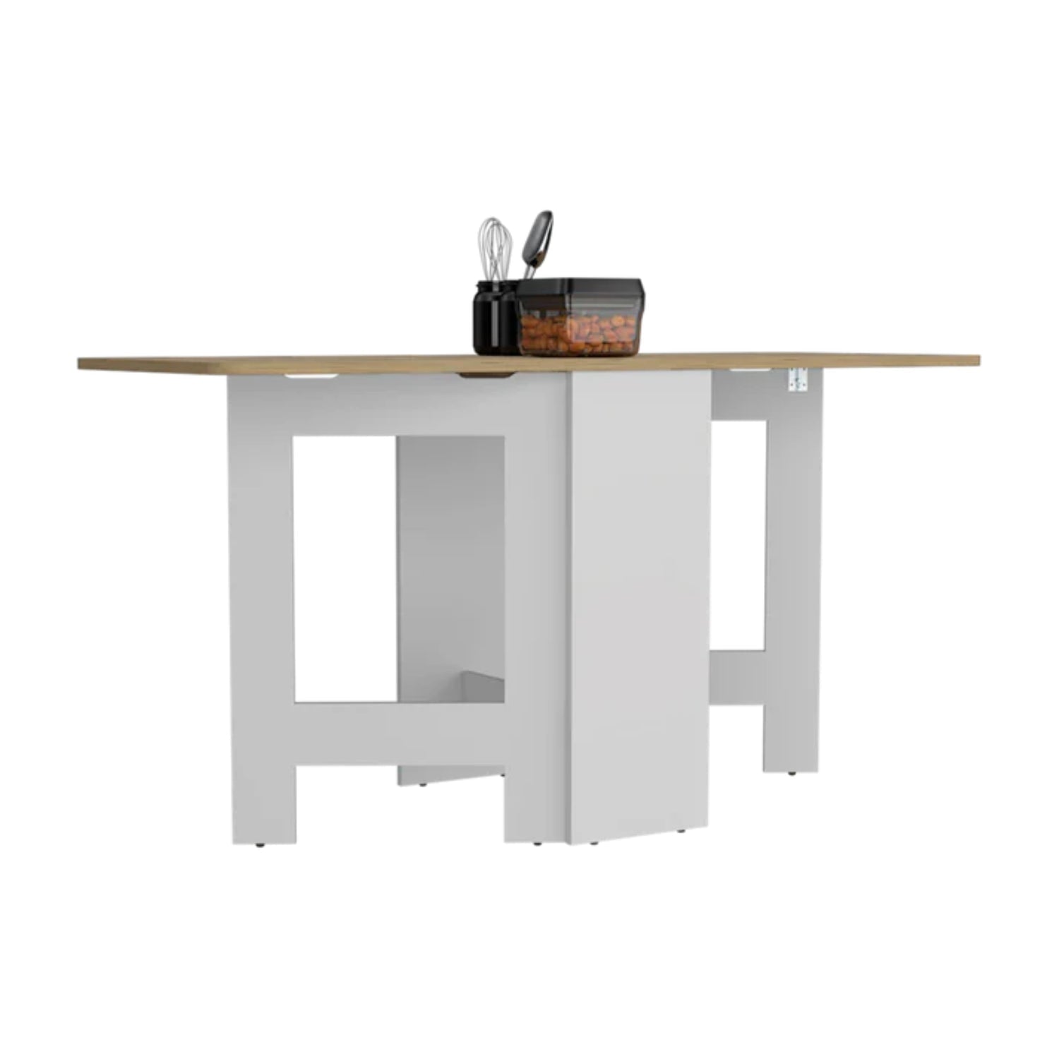 MESA PLEGABLE FM-001B - BLANCO Y CAFÉ CLARO - 3