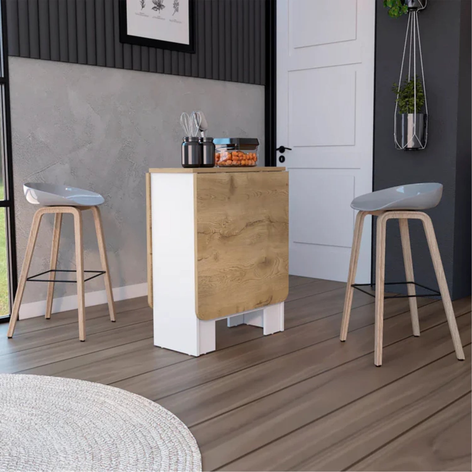 MESA PLEGABLE FM-001B - BLANCO Y CAFÉ CLARO - 5