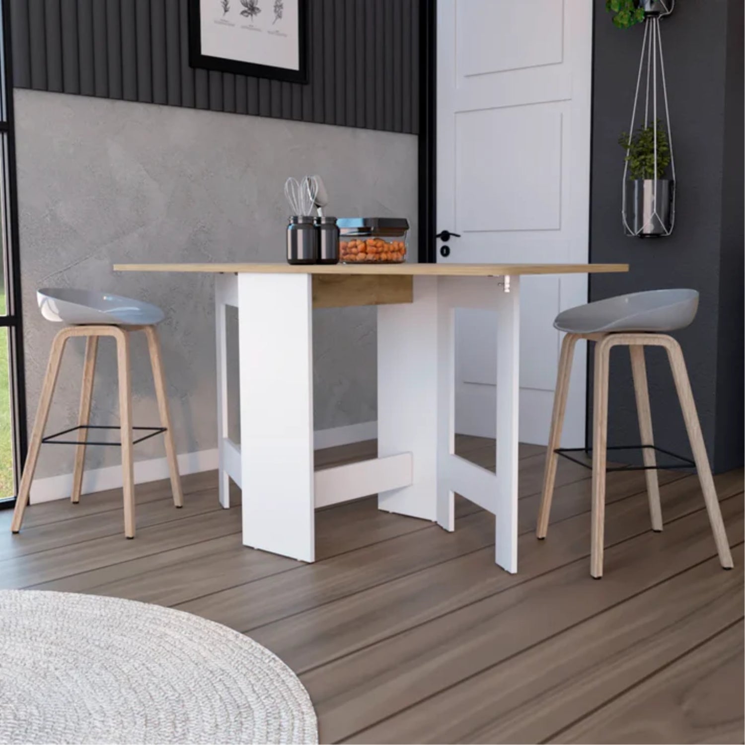 MESA PLEGABLE FM-001B - BLANCO Y CAFÉ CLARO - 6