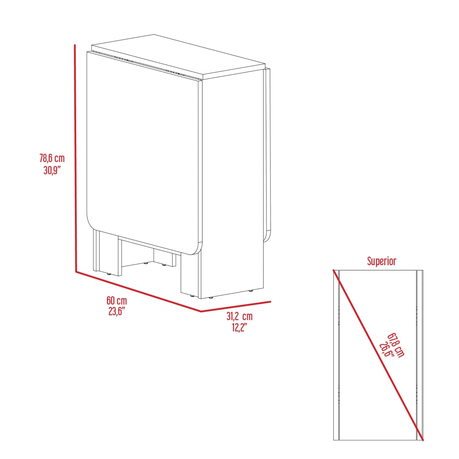 MESA PLEGABLE FM-001B - BLANCO Y CAFÉ CLARO - 8