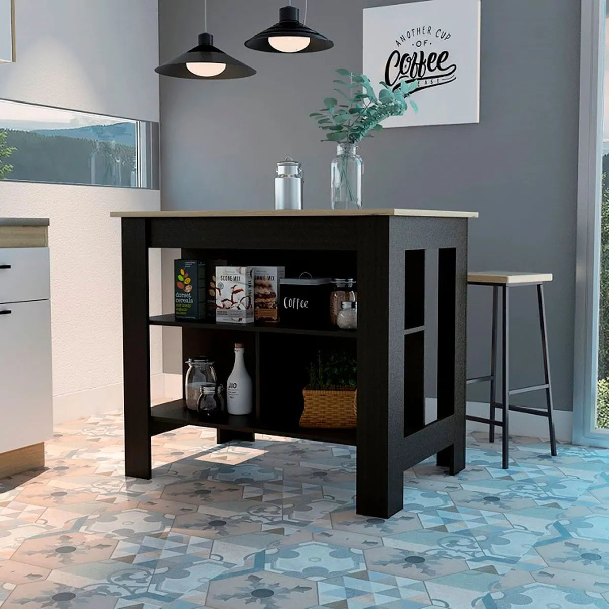 ISLA DE COCINA 103X70X90 CM FM-009N NEGRO Y CAFÉ CLARO - 6