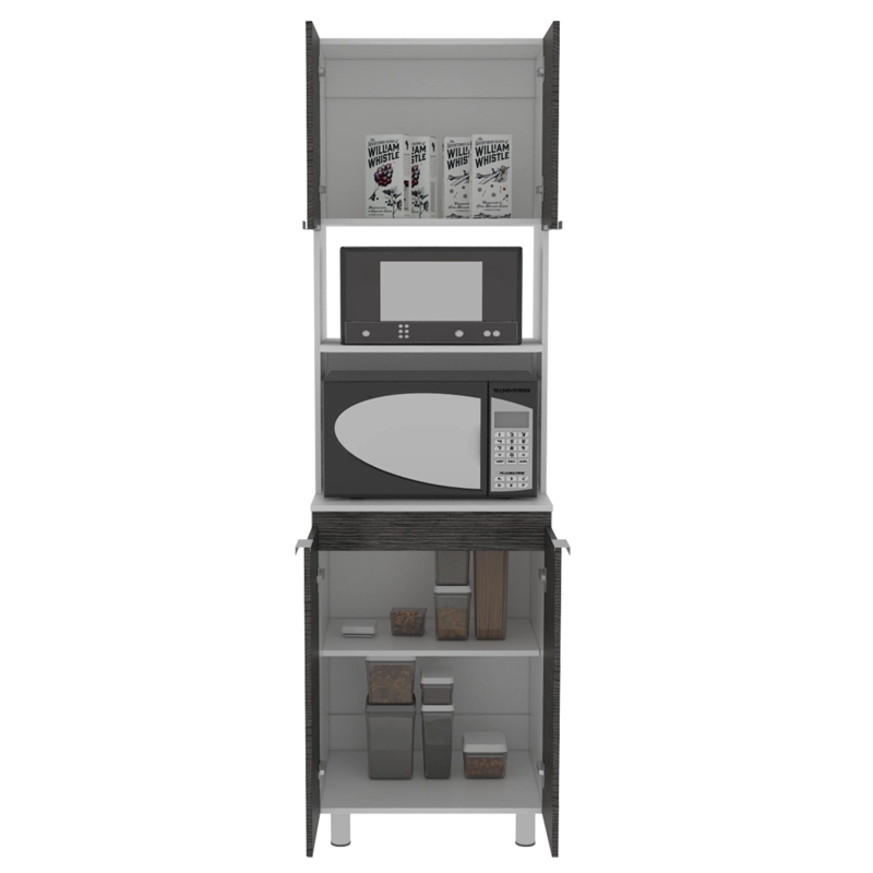 MUEBLE MICROONDAS 4 PUERTAS FM-005G GRIS Y BLANCO - 4