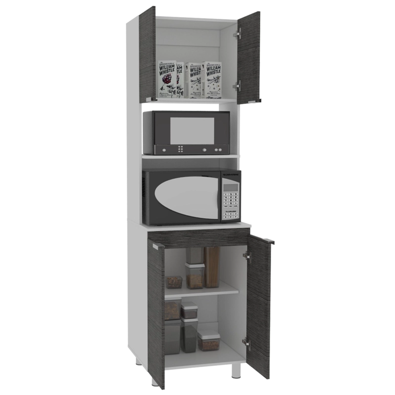 MUEBLE MICROONDAS 4 PUERTAS FM-005G GRIS Y BLANCO - 5