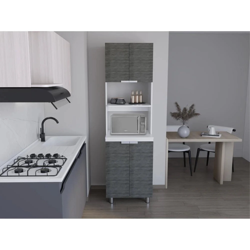MUEBLE MICROONDAS 4 PUERTAS FM-005G GRIS Y BLANCO - 6