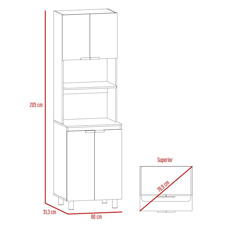 MUEBLE MICROONDAS 4 PUERTAS FM-005G GRIS Y BLANCO - 7