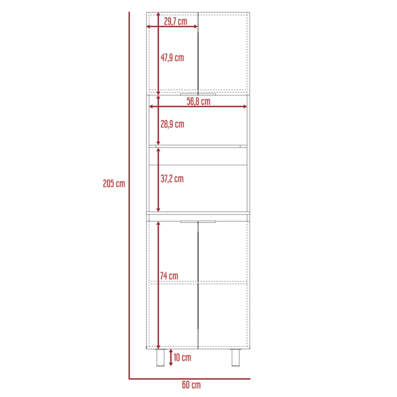 MUEBLE MICROONDAS 4 PUERTAS FM-005G GRIS Y BLANCO - 8