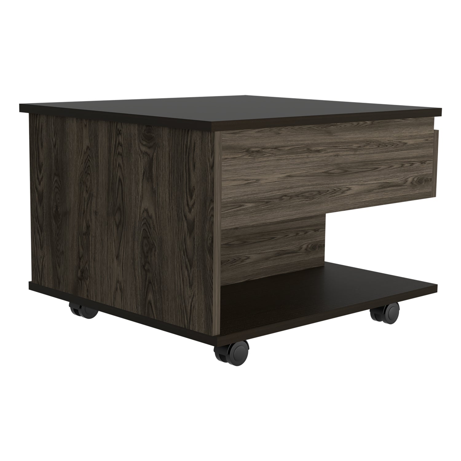MESA DE CENTRO EXTENSIBLE FM-001O - CAFÉ OSCURO Y NEGRO - 1