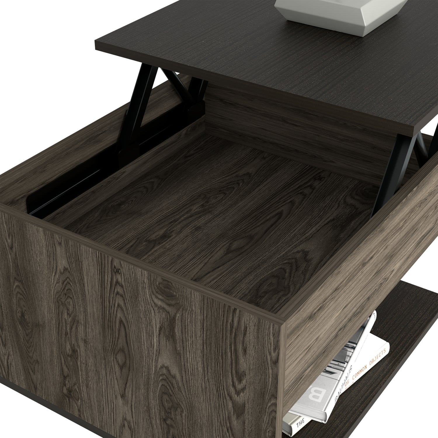 MESA DE CENTRO EXTENSIBLE FM-001O - CAFÉ OSCURO Y NEGRO - 11