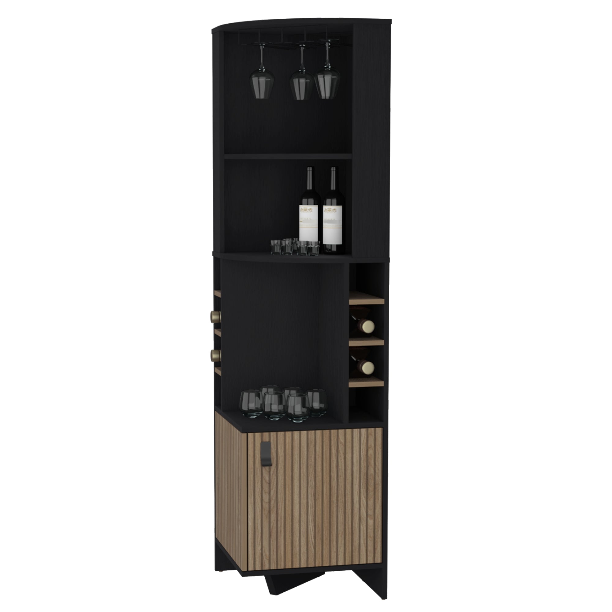 BAR ESQUINERO 8 BOTELLEROS Y PORTACOPAS FM-011N - NEGRO - 3