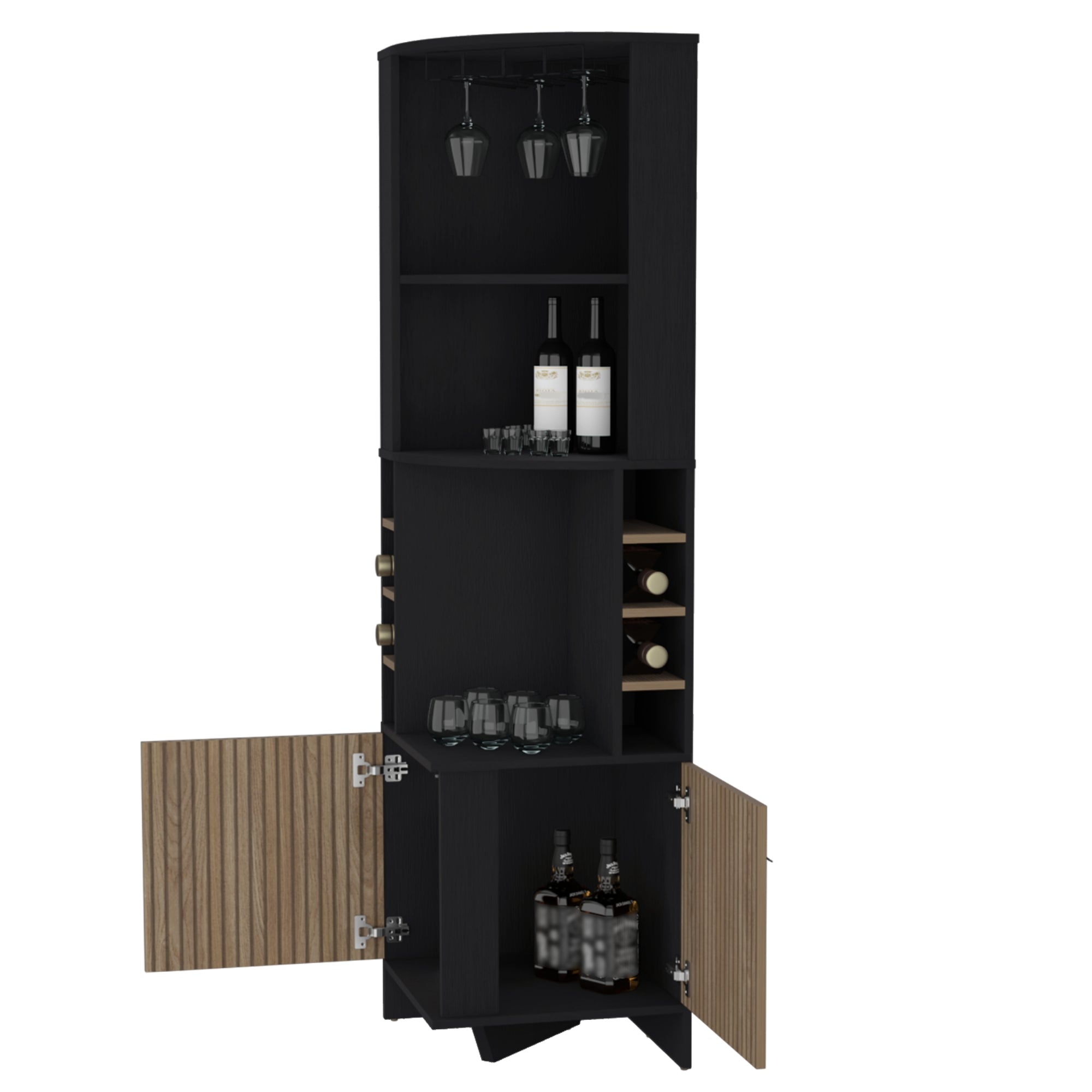 BAR ESQUINERO 8 BOTELLEROS Y PORTACOPAS FM-011N - NEGRO - 4