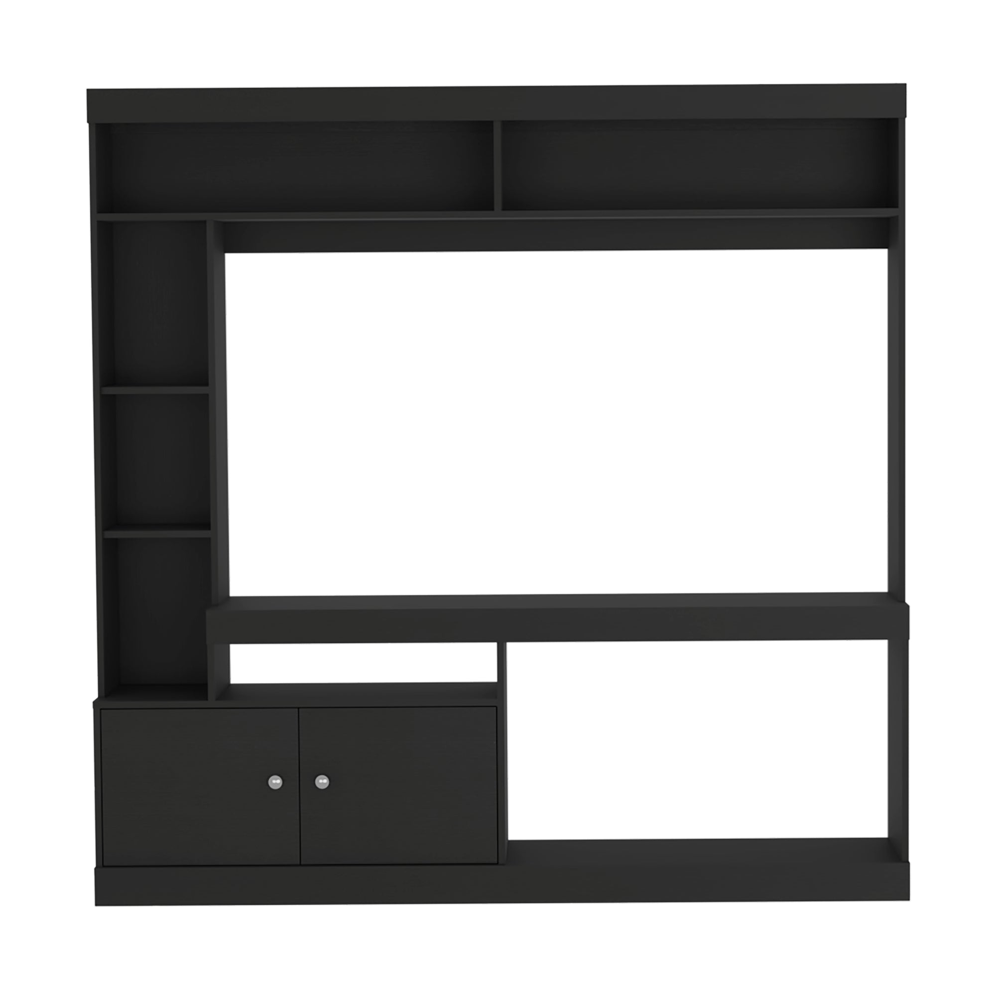 ESTANTE TV 55' CON 2 PUERTAS 7 REPISAS FM-003N - NEGRO - 1