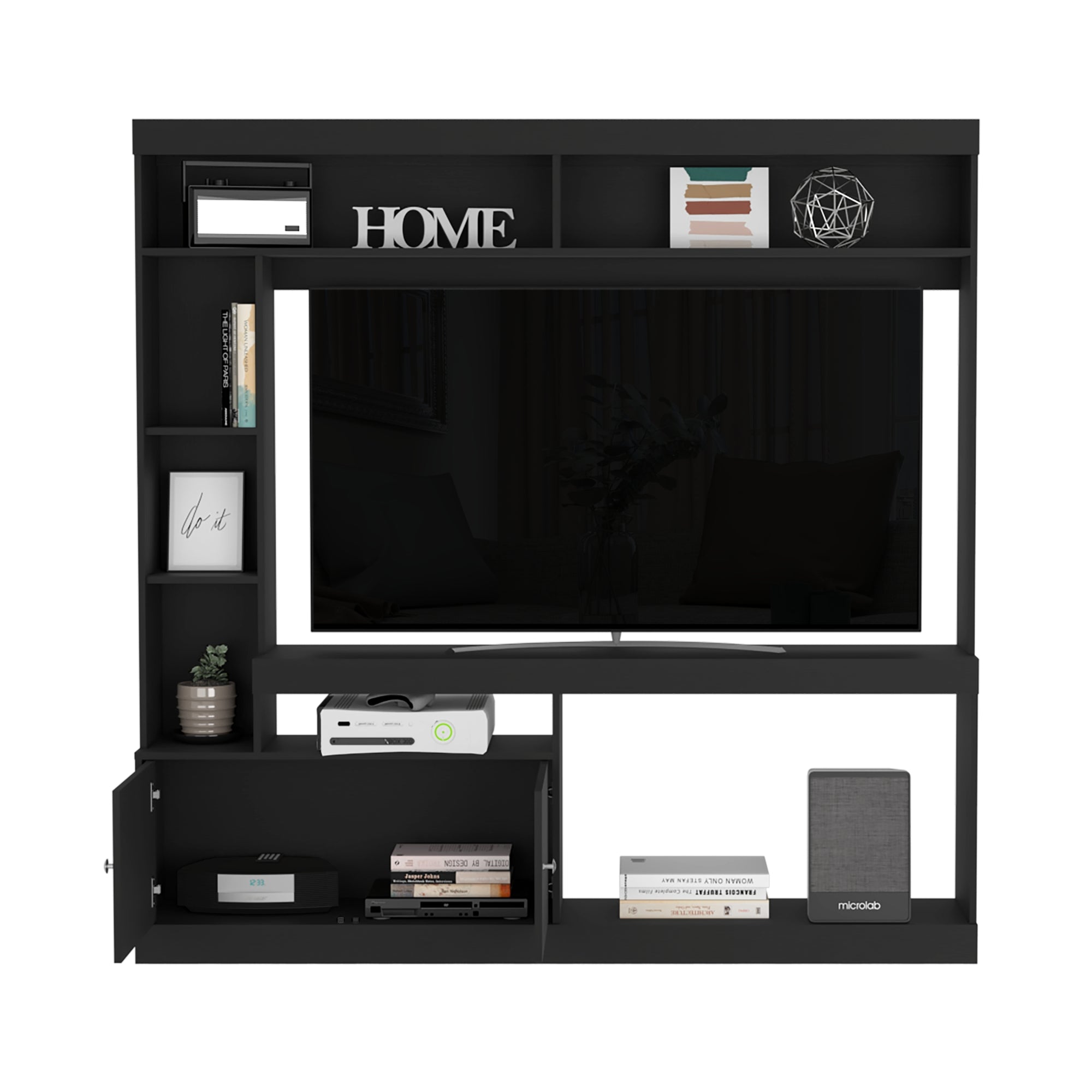 ESTANTE TV 55' CON 2 PUERTAS 7 REPISAS FM-003N - NEGRO - 3