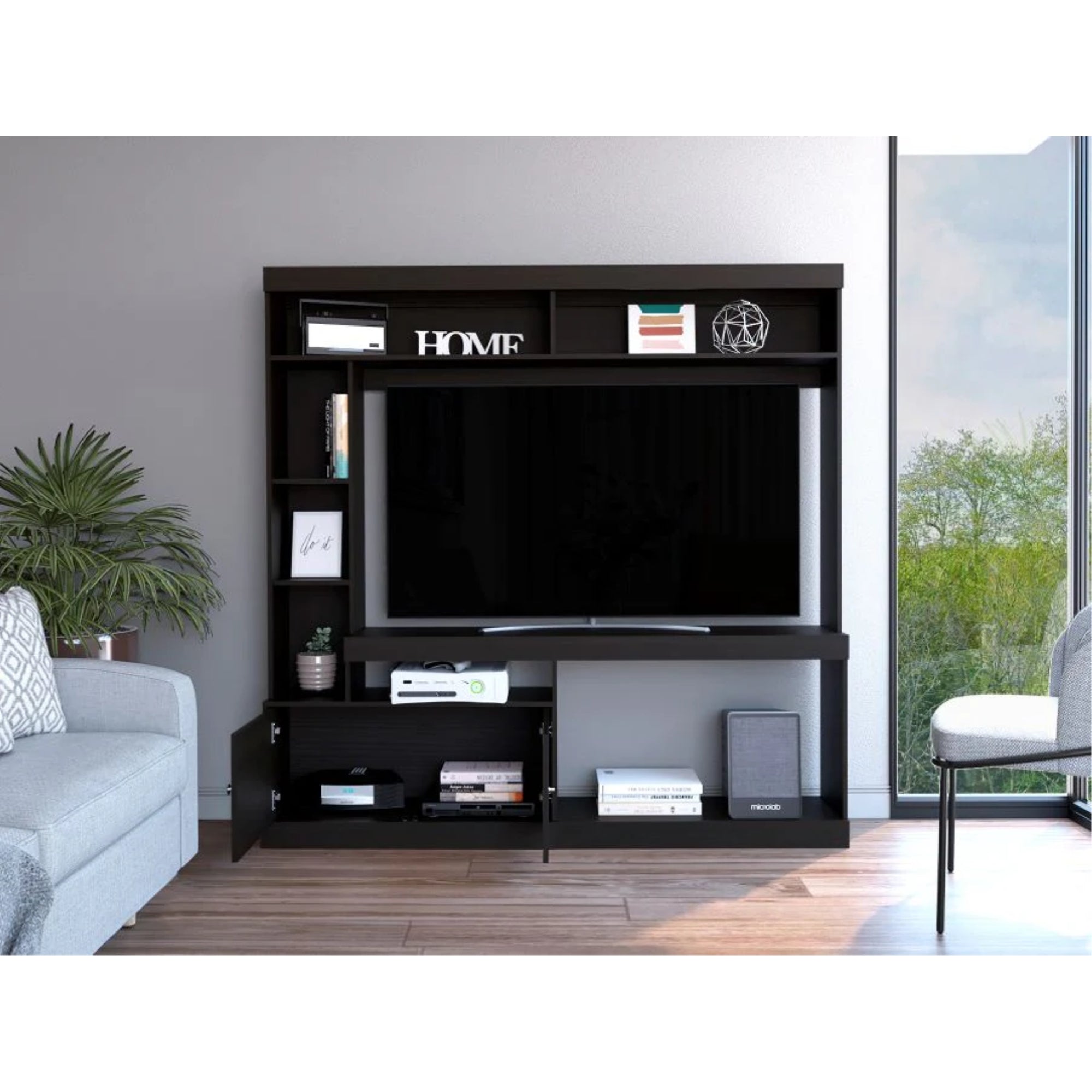 ESTANTE TV 55' CON 2 PUERTAS 7 REPISAS FM-003N - NEGRO - 6