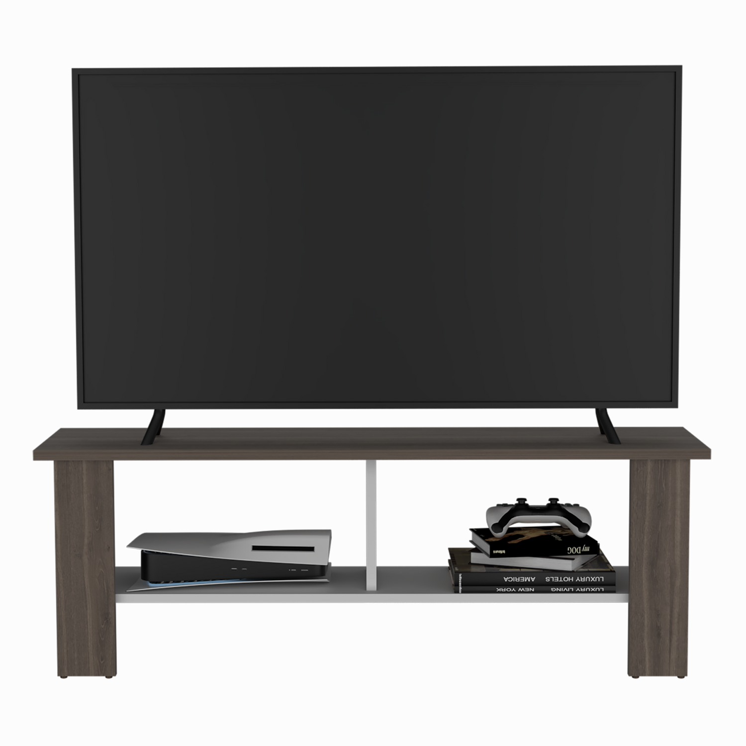 RACK TV 50' CON 2 REPISAS FM-031O CAFÉ OSCURO Y BLANCO - 3