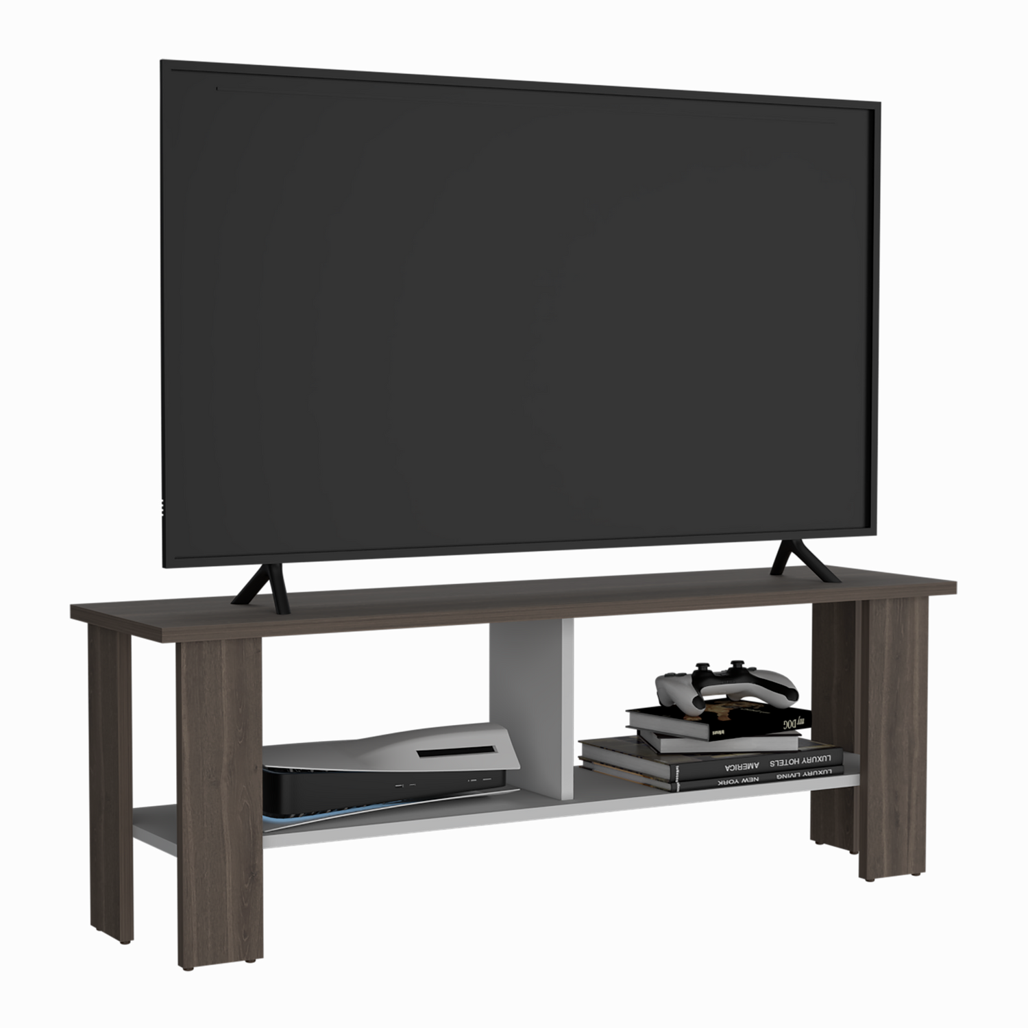 RACK TV 50' CON 2 REPISAS FM-031O CAFÉ OSCURO Y BLANCO - 4