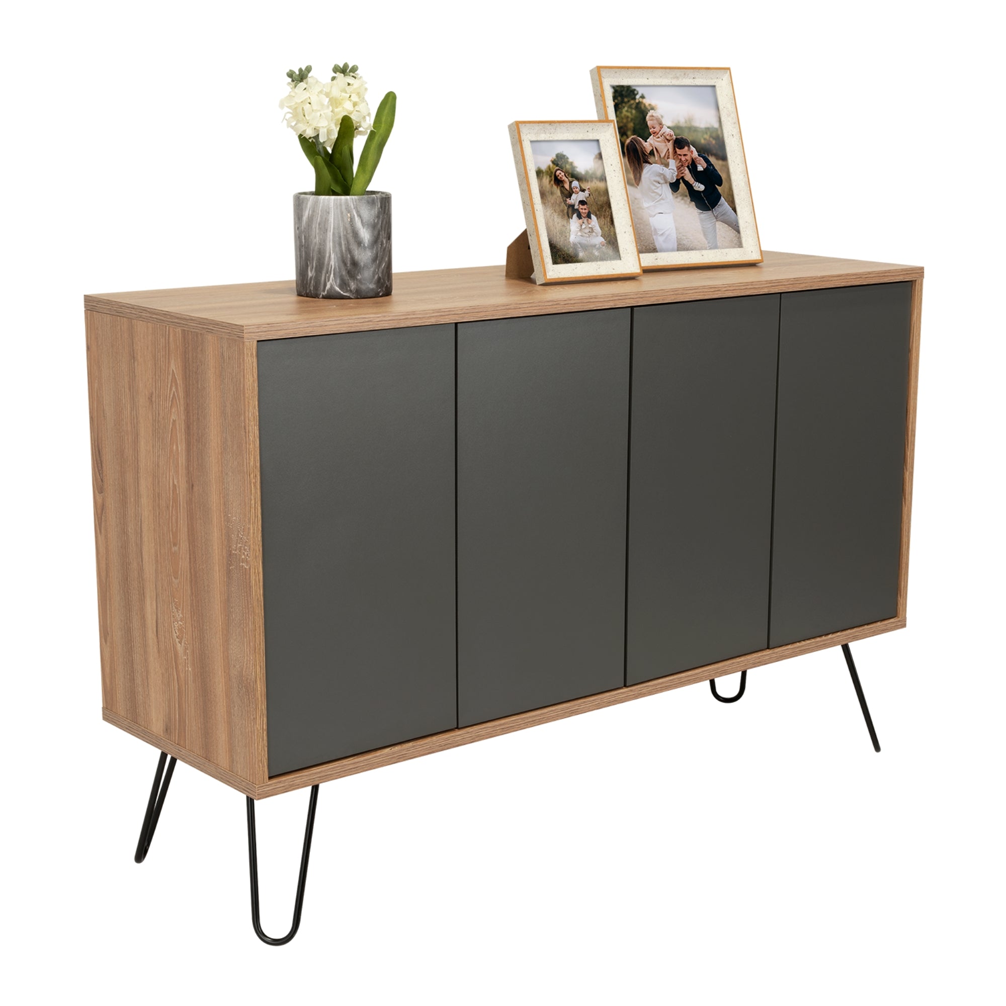 ARRIMO CON 4 PUERTAS Y 4 REPISAS FM-001A - CAFÉ CLARO Y PLOMO - 6