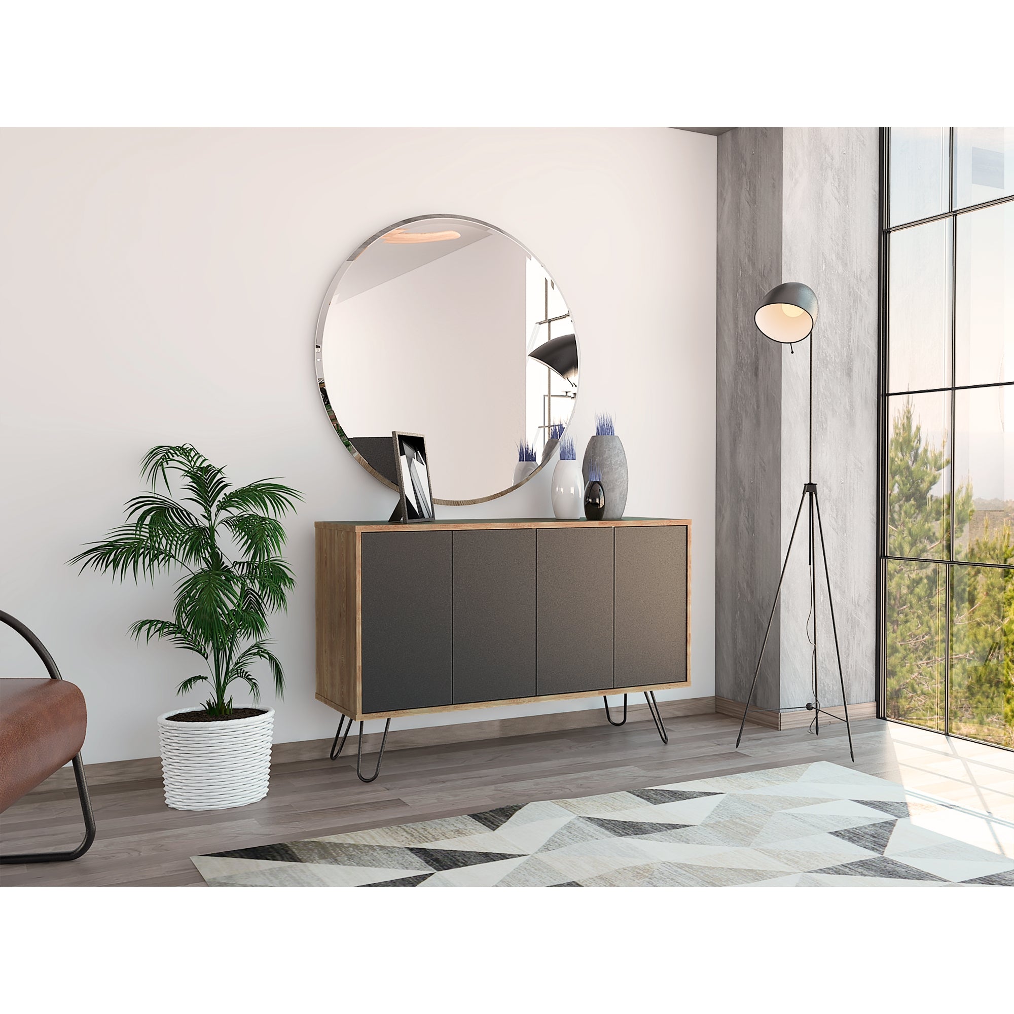ARRIMO CON 4 PUERTAS Y 4 REPISAS FM-001A - CAFÉ CLARO Y PLOMO - 10