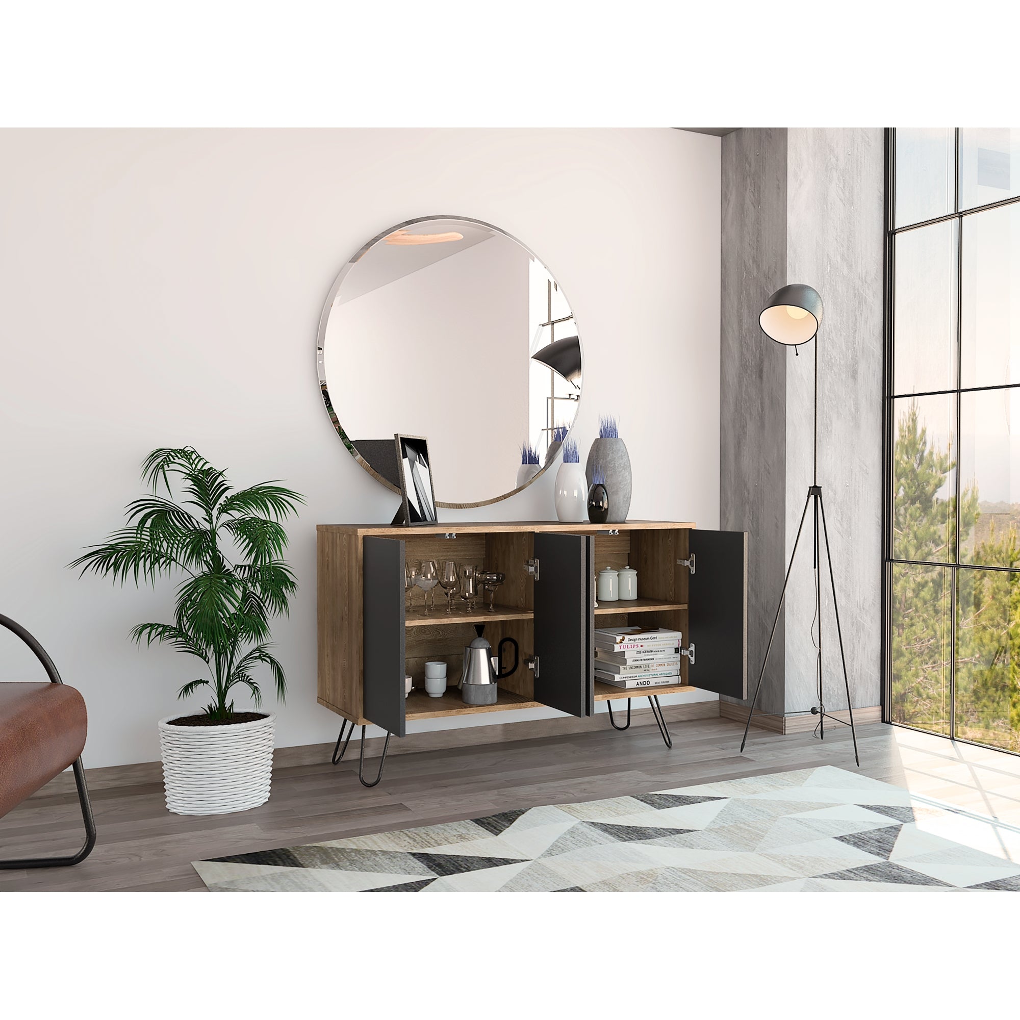 ARRIMO CON 4 PUERTAS Y 4 REPISAS FM-001A - CAFÉ CLARO Y PLOMO - 11