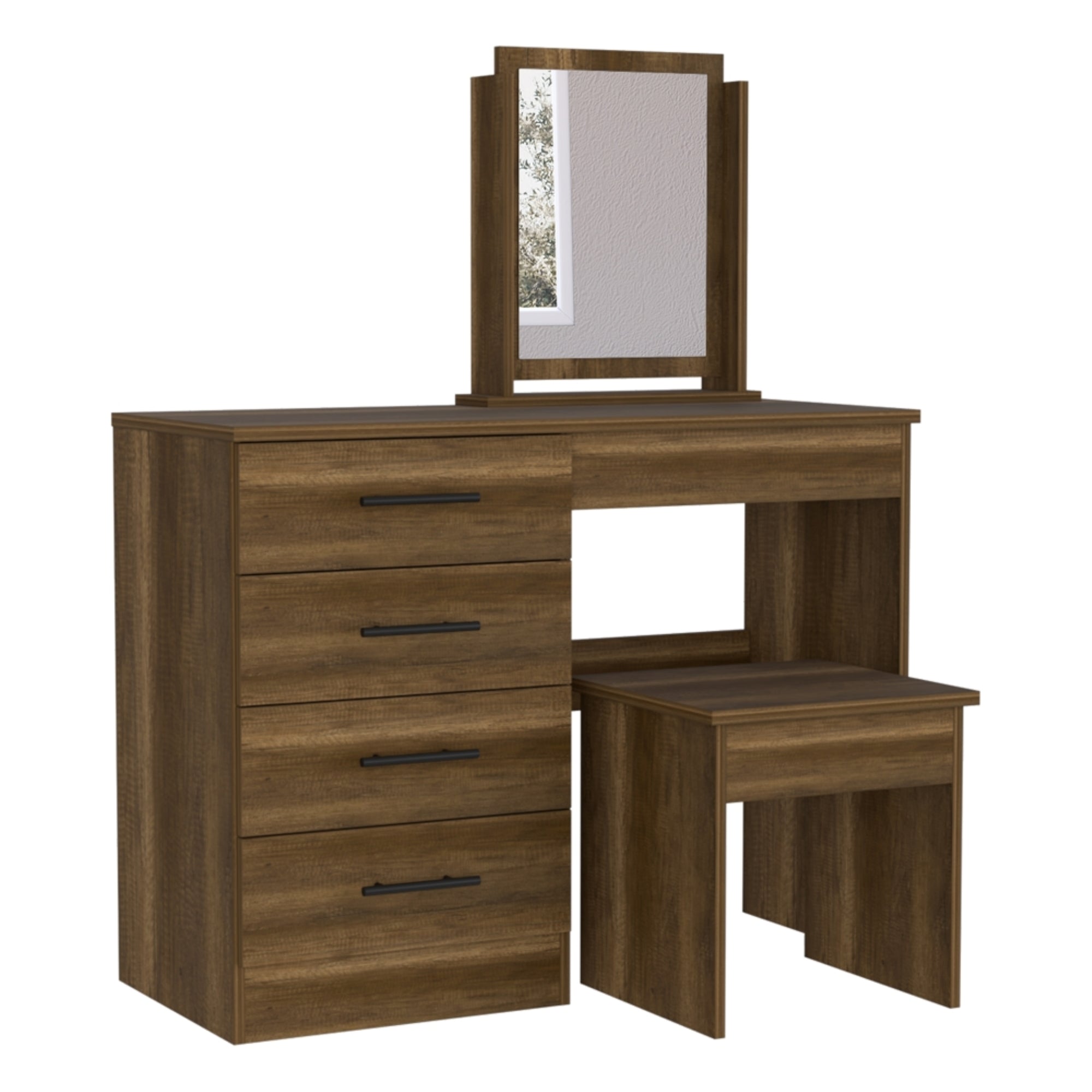 MUEBLE TOCADOR 4 CAJONES 1 BANCA Y ESPEJO FM-001O - CAFÉ OSCURO - 1