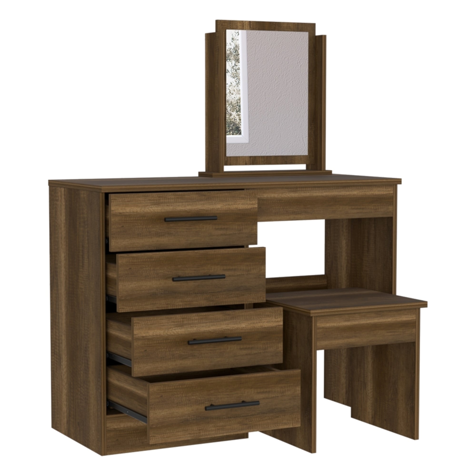 MUEBLE TOCADOR 4 CAJONES 1 BANCA Y ESPEJO FM-001O - CAFÉ OSCURO - 2